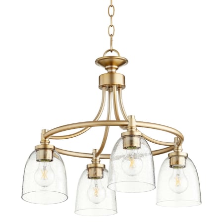 Quorum International Rossington 4 Light 21" Wide Pendant Aged Brass / Clear / Seeded