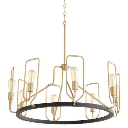 Quorum International Howe 8 Light 32" Wide Ring Chandelier Textured Black / Aged Brass