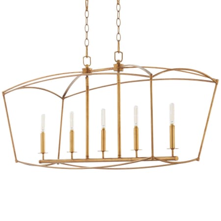 Quorum International Mantle 5 Light 48" Wide Linear Chandelier Gold Leaf