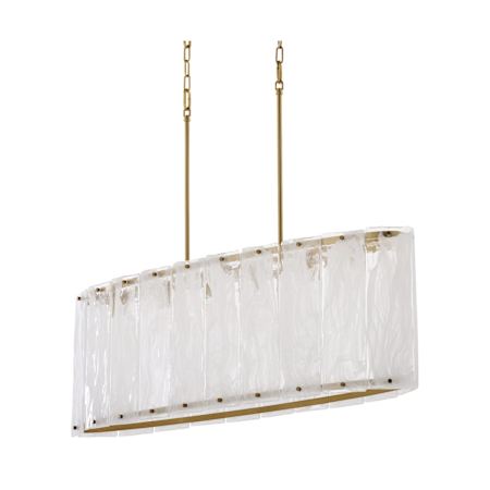 Quorum International Prestige 6 Light 42" Wide Linear Chandelier with Alabaster Glass Shade Aged Brass