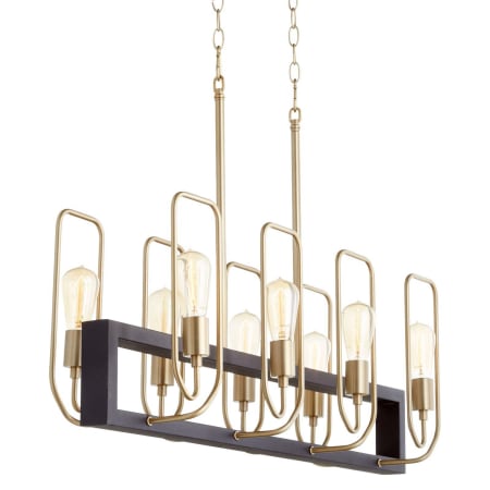 Quorum International Howe 8 Light 35" Wide Linear Chandelier Textured Black / Aged Brass
