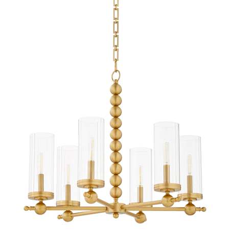 Quorum International Lee Boulevard 6 Light 29" Wide Chandelier Aged Brass