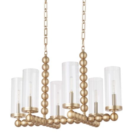 Quorum International Lee Boulevard 6 Light 30" Wide Linear Chandelier Aged Brass