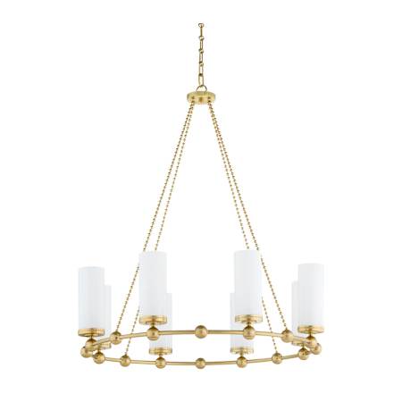 Quorum International Cassini 8 Light 38" Wide Beaded Candle Style Chandelier Aged Brass