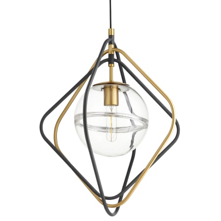 Quorum International Gimble 19" Wide Pendant Noir / Aged Brass