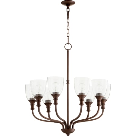 Quorum International Richmond 8 Light 31" Wide Chandelier with Clear Seeded Shade Oiled Bronze / Clear Seeded