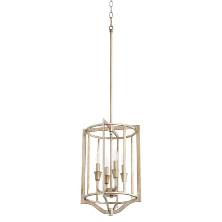 Quorum International Marquee 4 Light 12" Wide Taper Candle Pendant Aged Silver Leaf
