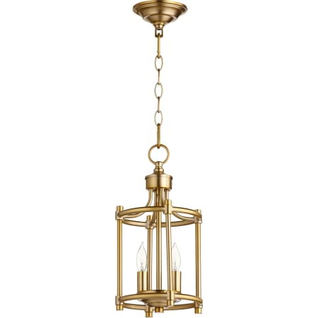 Quorum International Rossington 2 Light 8" Wide Taper Candle Mini Pendant Aged Brass