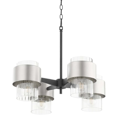 Quorum International Epsilon 4 Light 25" Wide Chandelier with Shades Textured Black / Satin Nickel