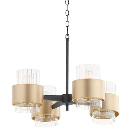 Quorum International Epsilon 4 Light 25" Wide Chandelier Textured Black / Aged Brass