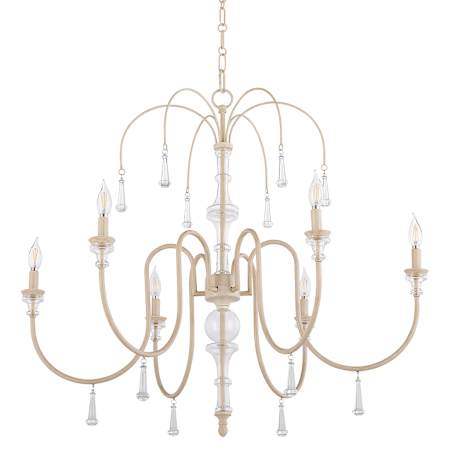 Quorum International Clasica 6 Light 36" Wide Candle Style Chandelier Washed Oak