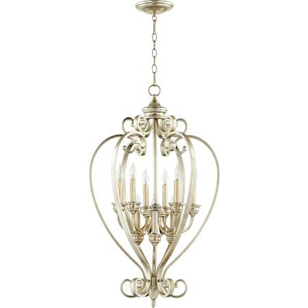 Quorum International Bryant 9 Light 20" Wide Taper Candle Pendant Aged Silver Leaf
