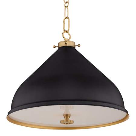 Quorum International Bonnel 16" Wide Pendant Matte Black / Aged Brass