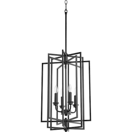 Quorum International Hammond 4 Light 14" Wide Taper Candle Pendant Textured Black