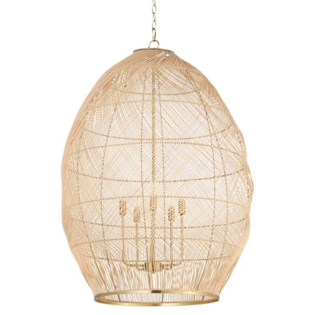 Quorum International Rattan 5 Light 28" Wide Pendant Aged Brass