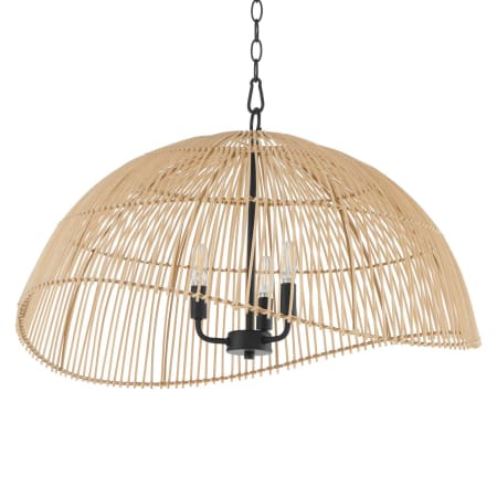 Quorum International Rattan 3 Light 27" Wide Pendant Matte Black