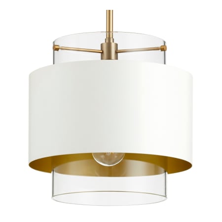 Quorum International Providence 11" Wide Pendant Studio White / Aged Brass