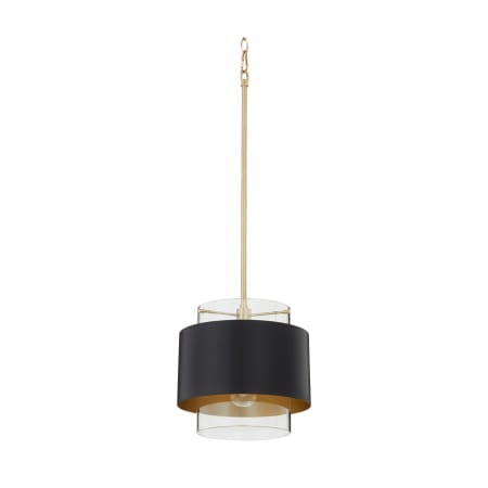 Quorum International Providence 11" Wide Pendant Matte Black/Aged Brass