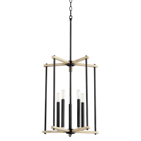 Quorum International Silva 5 Light 16" Wide Wood Pendant Textured Black / Weathered Oak