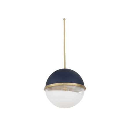 Quorum International Raymond 13" Wide Pendant Blue w/ Aged Brass