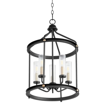 Quorum International Empire 5 Light 16" Wide Pendant Textured Black / Aged Brass