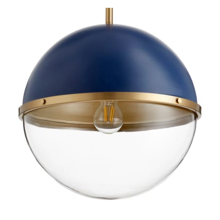 Quorum International 12-3/4" Wide Pendant Blue / Aged Brass