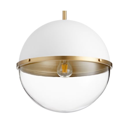 Quorum International 15" Wide Pendant Studio White / Aged Brass