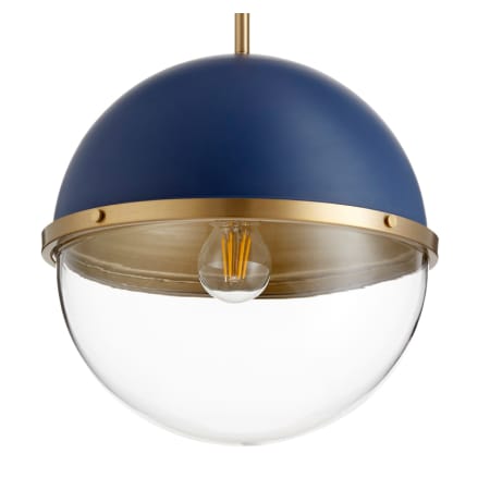 Quorum International 15" Wide Pendant Blue / Aged Brass