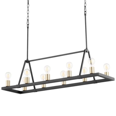 Quorum International Paxton 10 Light 41" Wide Linear Chandelier Textured Black / Aged Brass