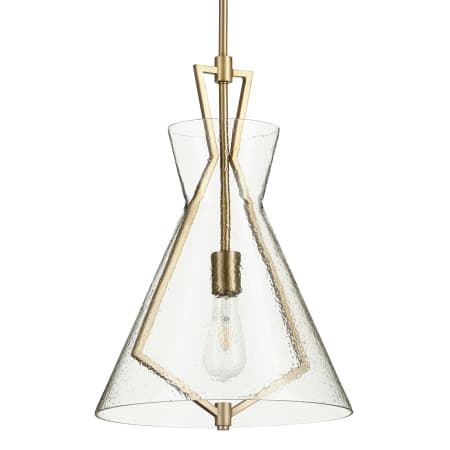 Quorum International 13" Wide Pendant Aged Brass / Textured Glass