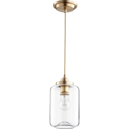 Quorum International Single Light 5-3/4" Wide Mini Pendant Aged Brass
