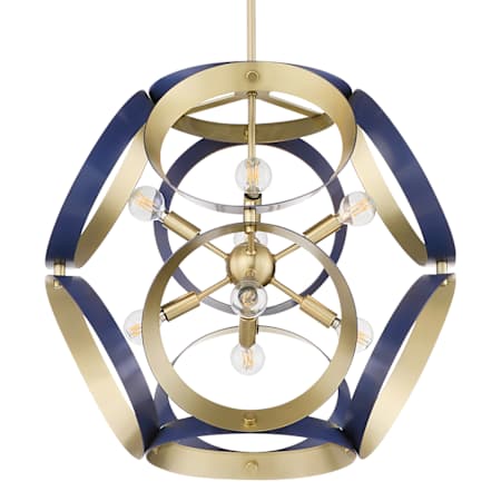 Quorum International Domain 8 Light 22" Wide Pendant Blue / Aged Brass