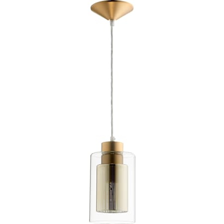 Quorum International Fort Worth 5" Wide Mini Pendant with Shade Aged Brass