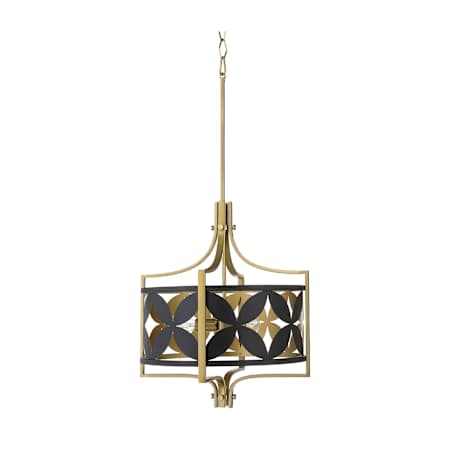Quorum International 3 Light 20" Wide Multi Light Pendant Matte Black w/Aged Brass