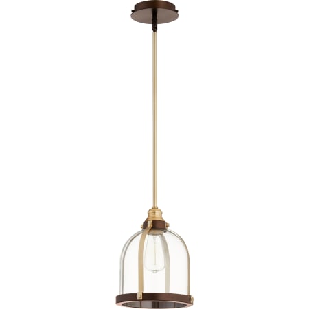 Quorum International Banded Dome 10" Wide Mini Pendant Aged Brass / Oiled Bronze