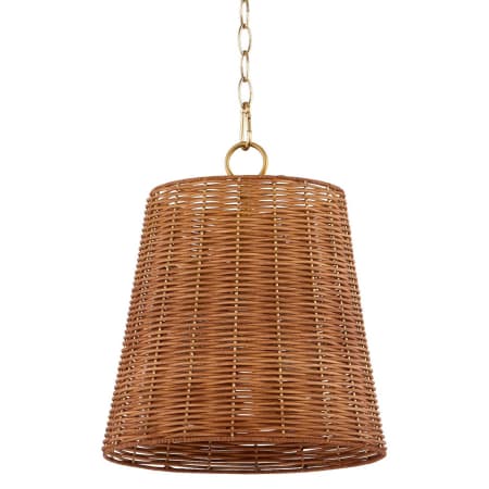 Quorum International Wicker 3 Light 13" Wide Wood Pendant Aged Brass