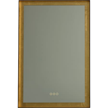 Quorum International Dorato 24"W x 36"H Rectangular Flat Steel Framed Wall Mounted Bathroom Mirror with LED Lighting Gold Leaf