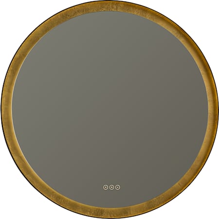 Quorum International Dorato 36" Diameter Circular Flat Steel Framed Wall Mounted Bathroom Mirror with LED Lighting Gold Leaf