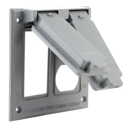 Raco 4-9/16" Wide 2 Gang Flip Cover - Duplex / GFCI Gray