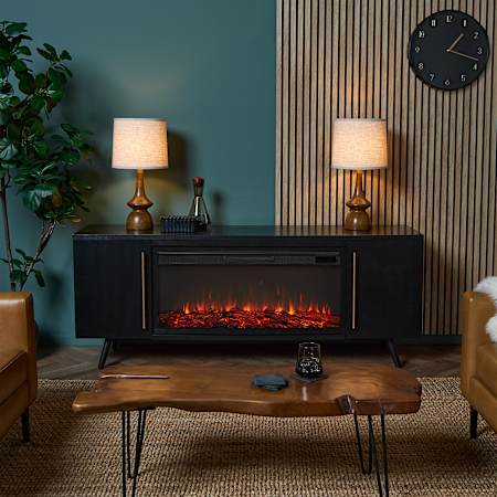 Real Flame Morris 5,100 BTU 72" Media Console Electric Fireplace with Remote Control Black