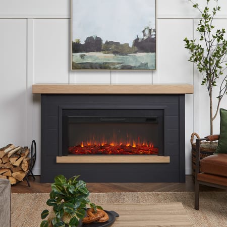 Real Flame Bernice 67" Wide 5,100 BTU Landscape Electric Mantel Fireplace with Multiple Flame Colors
 Charcoal