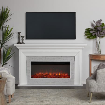 Real Flame Sonia 69" Wide 5,100 BTU Landscape Electric Mantel Fireplace with Multiple Flame Colors
 White