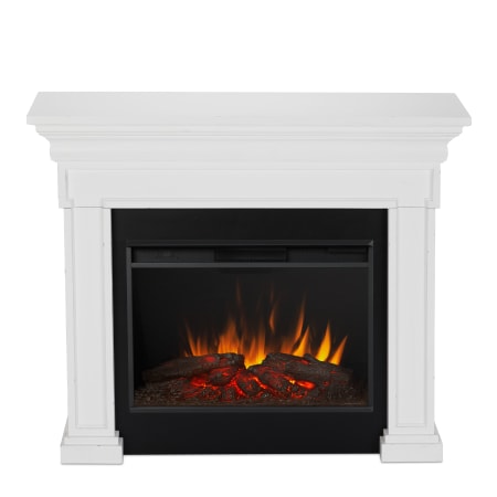 Real Flame Emerson 5000BTU / 1500W 56 Inch Wide Free Standing Vent-Free Electric Mantel Fireplace with Remote Control Rustic White