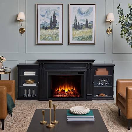 Real Flame Tracey 5100 BTU / 1500W Freestanding Mantel Electric Fireplace with Remote Control Black