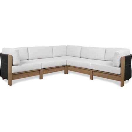 Real Flame Stratton 5 Piece Aluminum Framed Acrylic Outdoor Conversation Set Beechwood