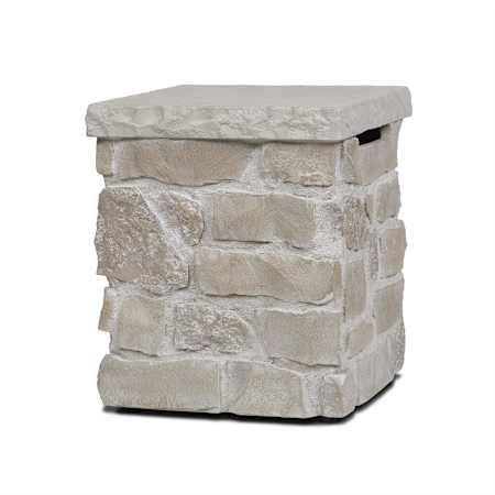Real Flame Scottsdale 20" Square Stone Propane Tank Cover and Side Table Beige