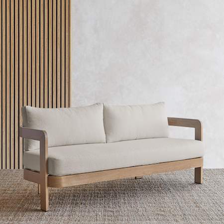 Real Flame Arlo 73" Wide Aluminum Sofa Weathered Lakewood