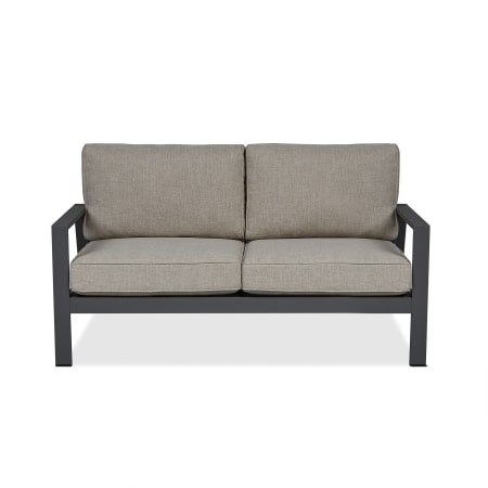 Real Flame Aegean 55" Wide Aluminum Framed Olefin Outdoor Loveseat with Removable Tan Cushion Covers Weathered Slate