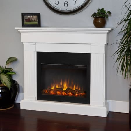 Real Flame Crawford 48 Inch Wide 5100 BTU / 1400W Free Standing Mantel Electric Fireplace White