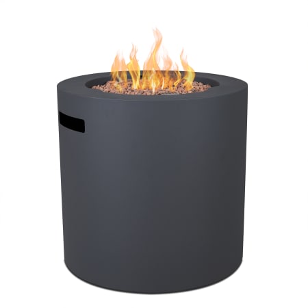 Real Flame Aegean 24 Inch Wide 40,000 BTU Free Standing Liquid Propane Round Column Fire Pit with Safety Shut Off and Lid Weathered Slate